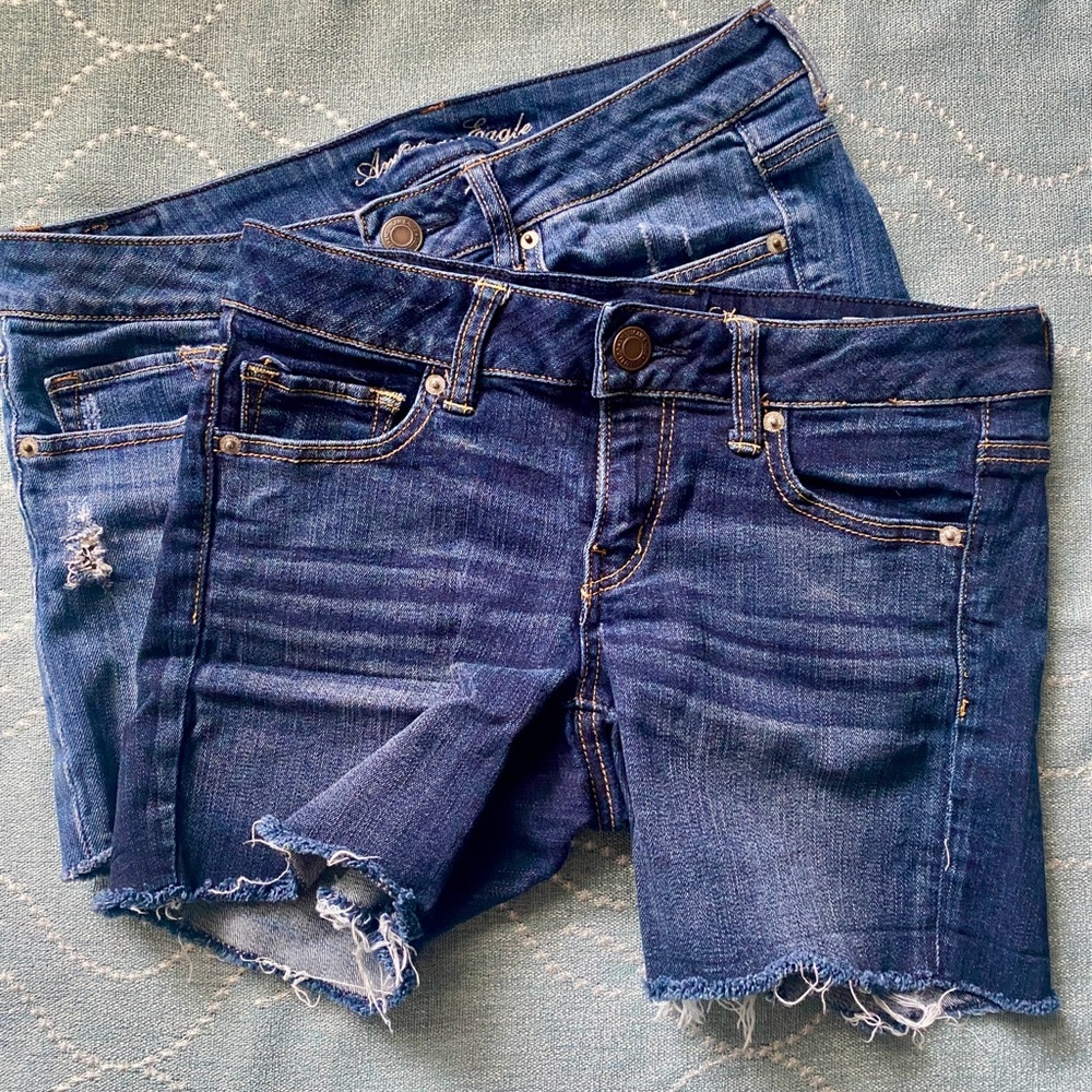 American Eagle Jean Shorts US Size 8 Dark & Light Blue